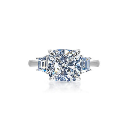 LARA 4 Carat Cushion Cut Lab Grown Diamond Engagement Ring Front View