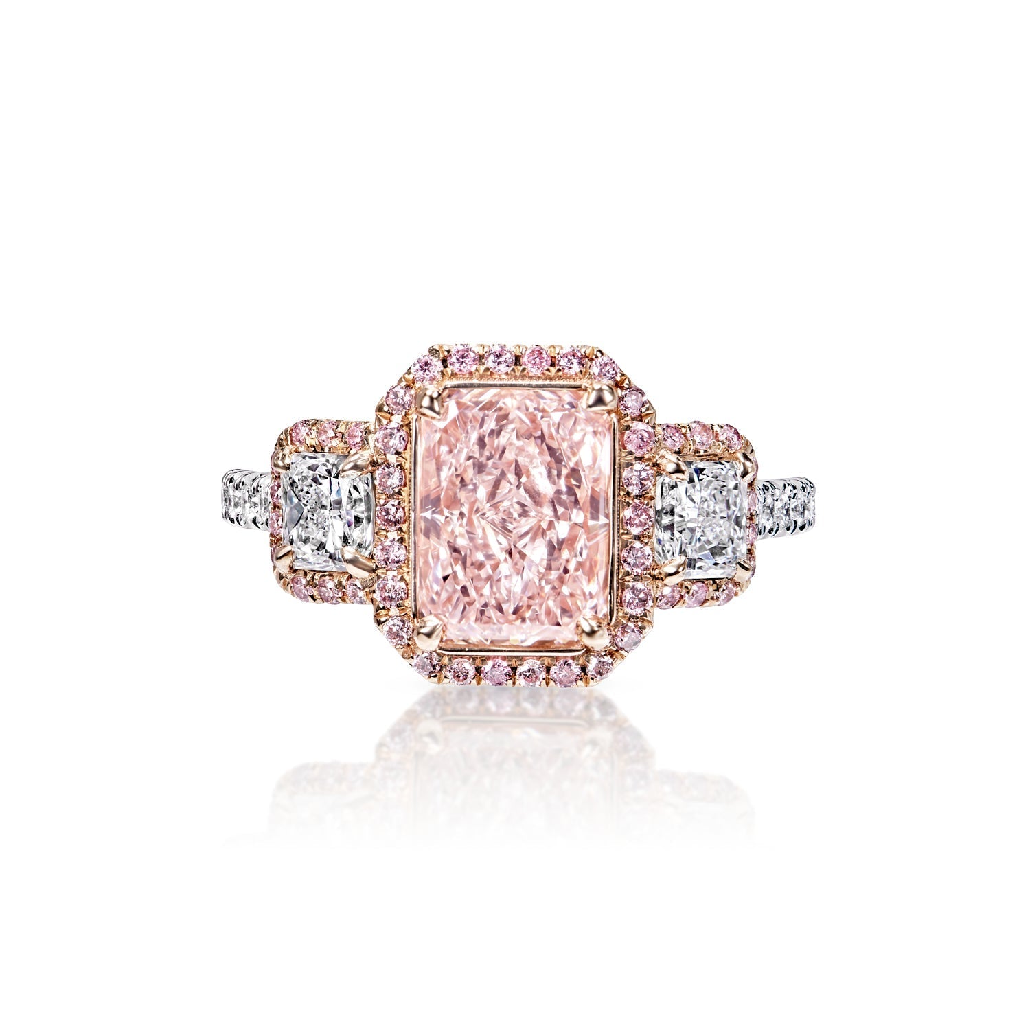 Margaret 3 Carat Fancy Light Pink IF Radiant Cut Diamond Engagement Ring in  Platinum GIA Certified by Mike Nekta NYC