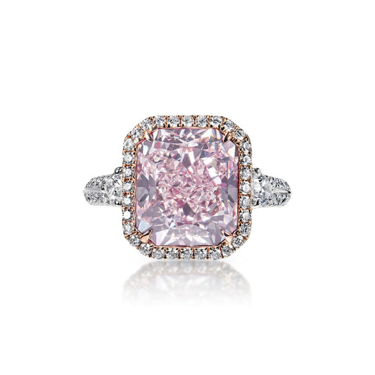 Journee 6 Carat Light Pink VVS1 Radiant Cut Diamond Engagement Ring GIA Certified by Mike Nekta Front View