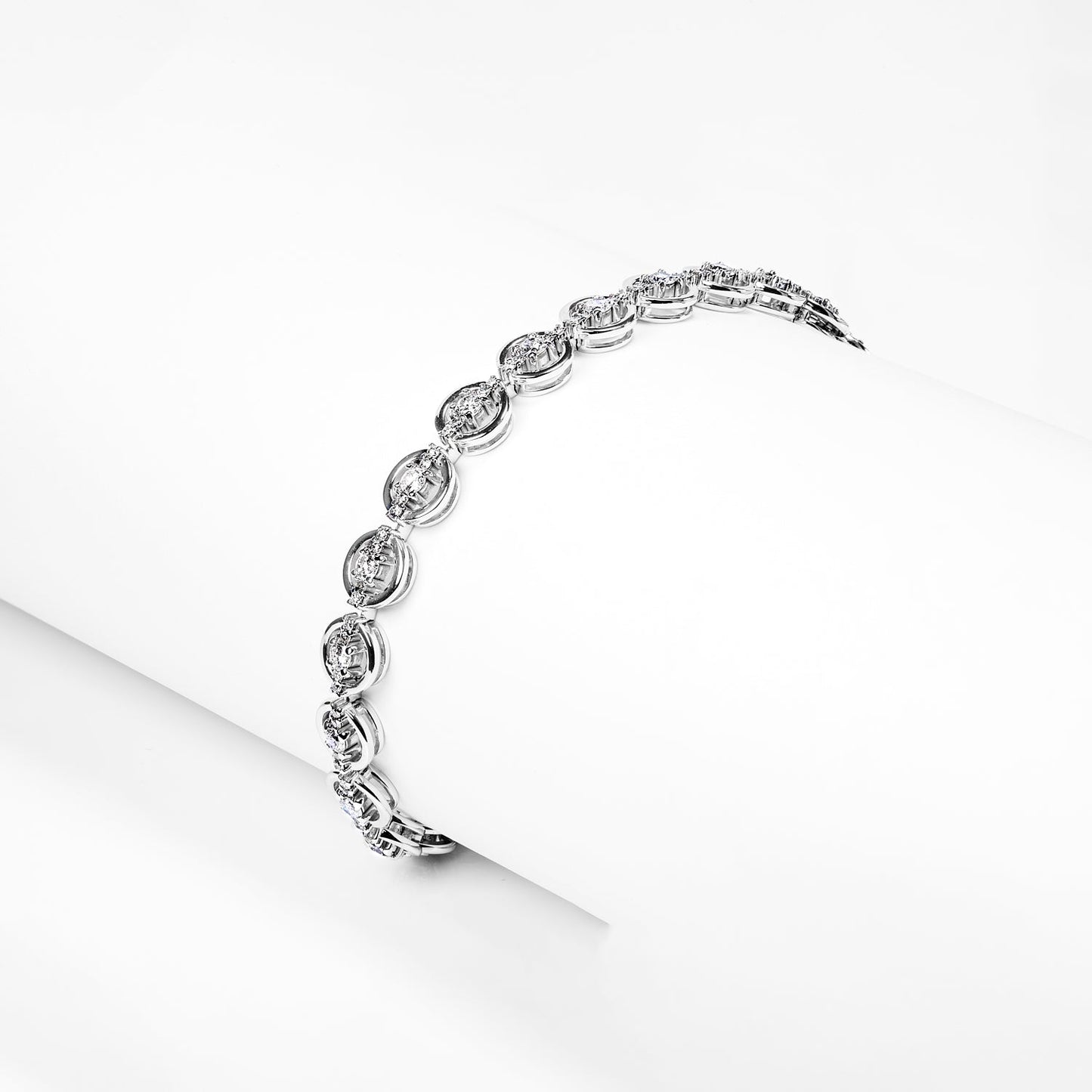 Kaliyah 2 Carat Round Brilliant Single Row Diamond Bracelet in 18k White Gold By Mike Nekta