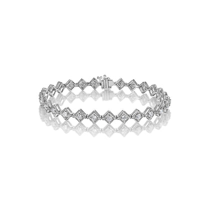 Itzel 2 Carat Round Brilliant Single Row Diamond Bracelet in 14 Karat White Gold Full View