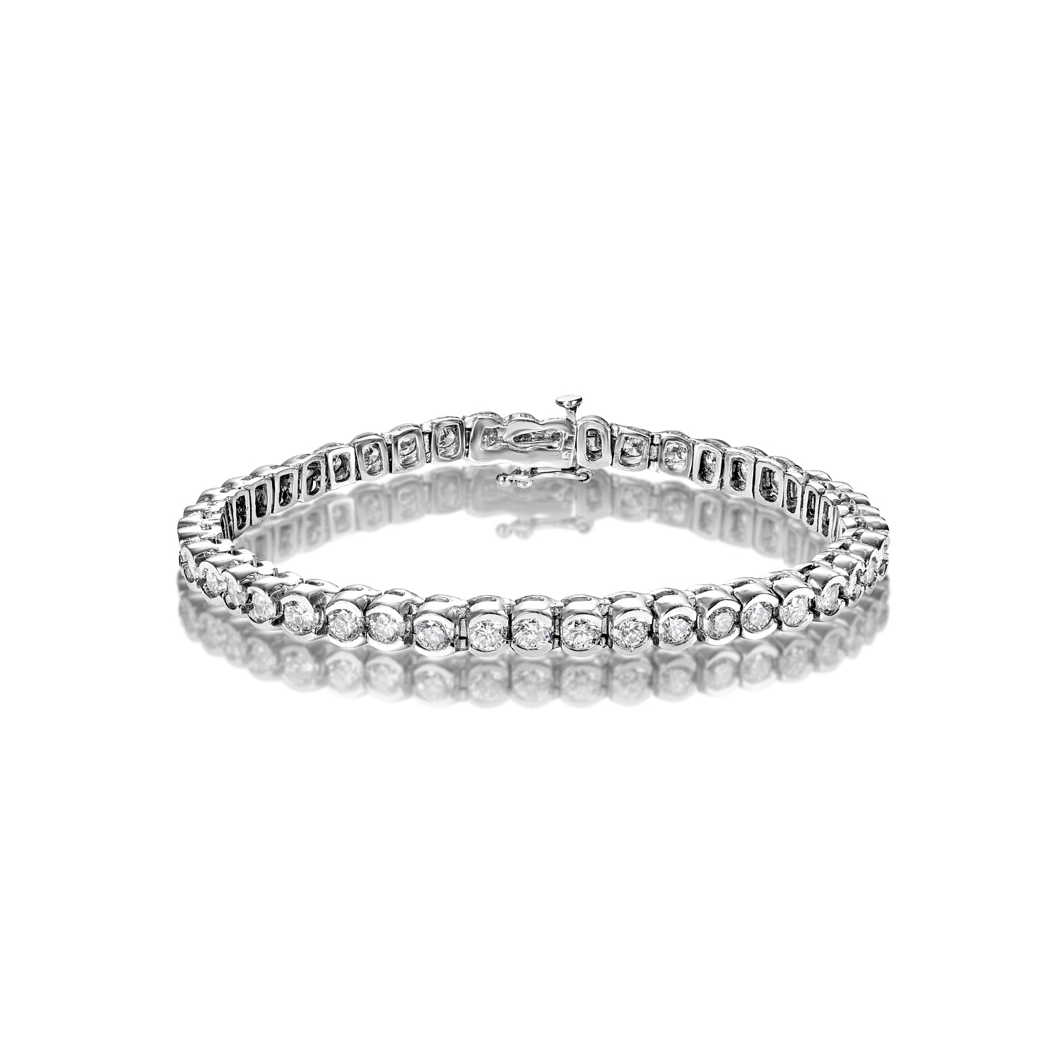 Cecelia 7 Carat Round Brilliant Single Row Diamond Bracelet in Platinum Full View