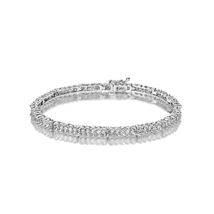 Kensley 2 Carat Round Brilliant Single Row Half Bezel Diamond Tennis Bracelet in 14k White Gold Full View