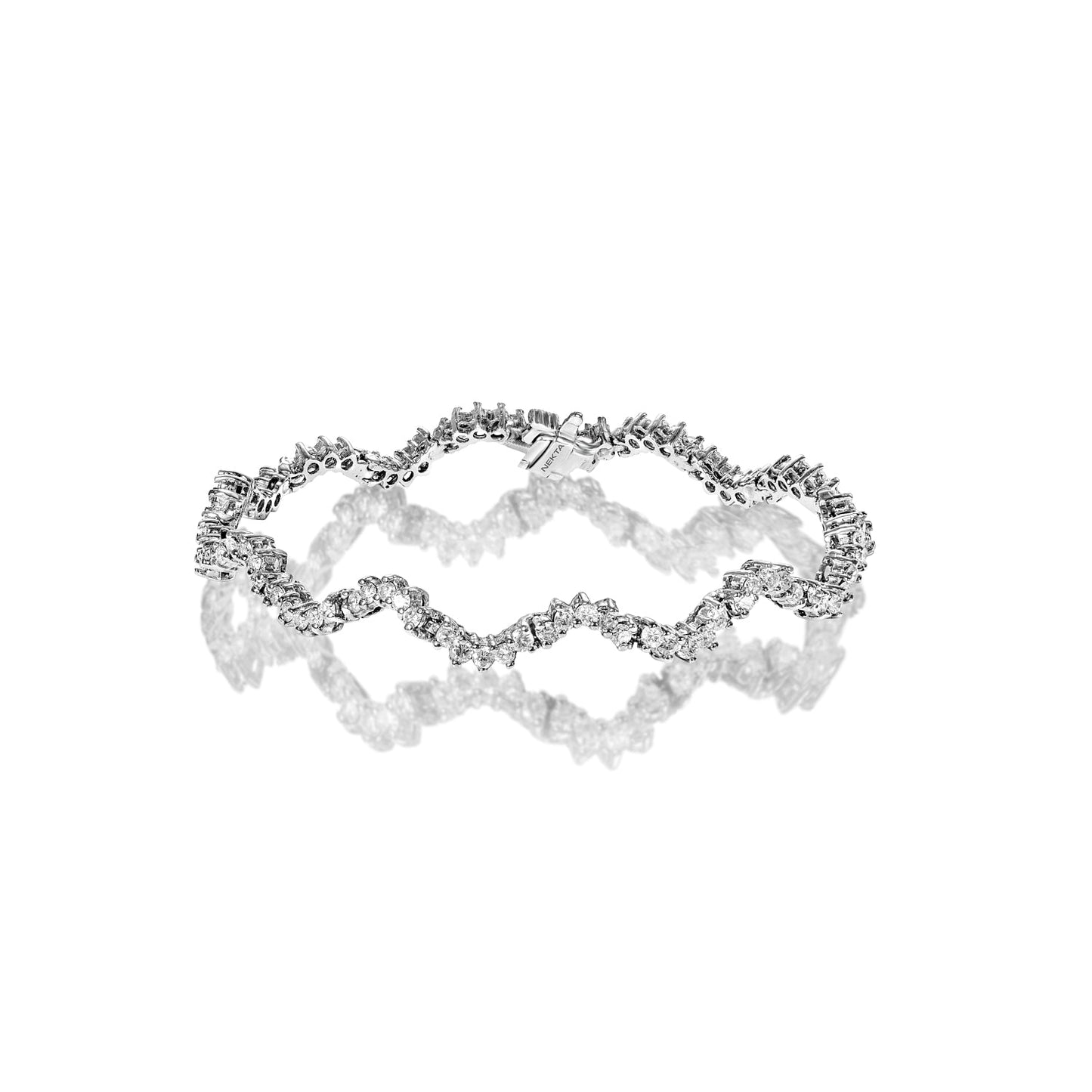 Oaklyn 3 Carat Round Brilliant Single Row Diamond Tennis Bracelet in 14k White Gold Full View