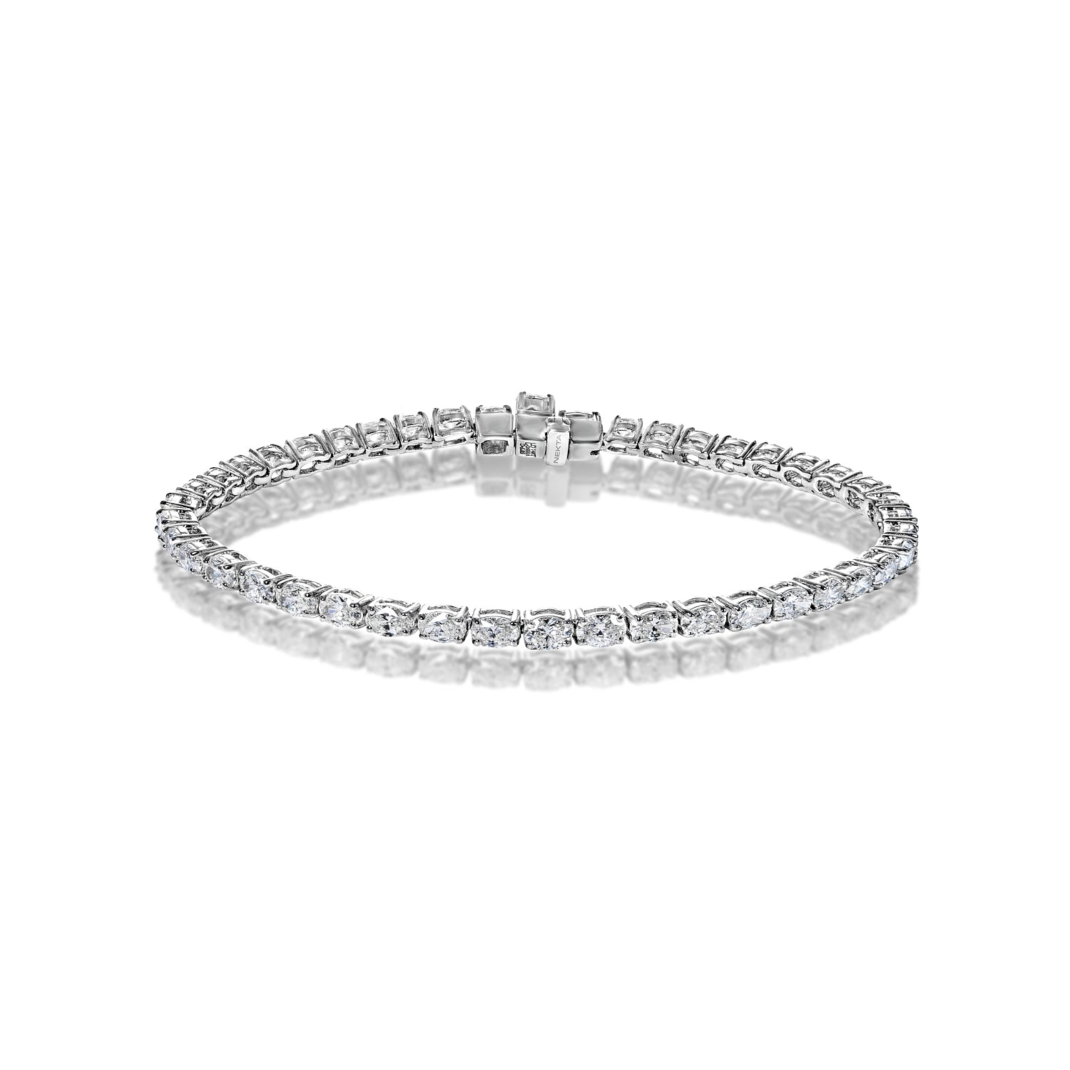 Alessia 6 Carat Oval Cut Single Row Diamond Tennis Bracelet in 14k White Gold Full View