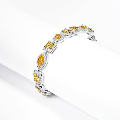 Colette 20 Carats Combine Mix Shape Single Row Diamond Bracelet in 18k White Gold