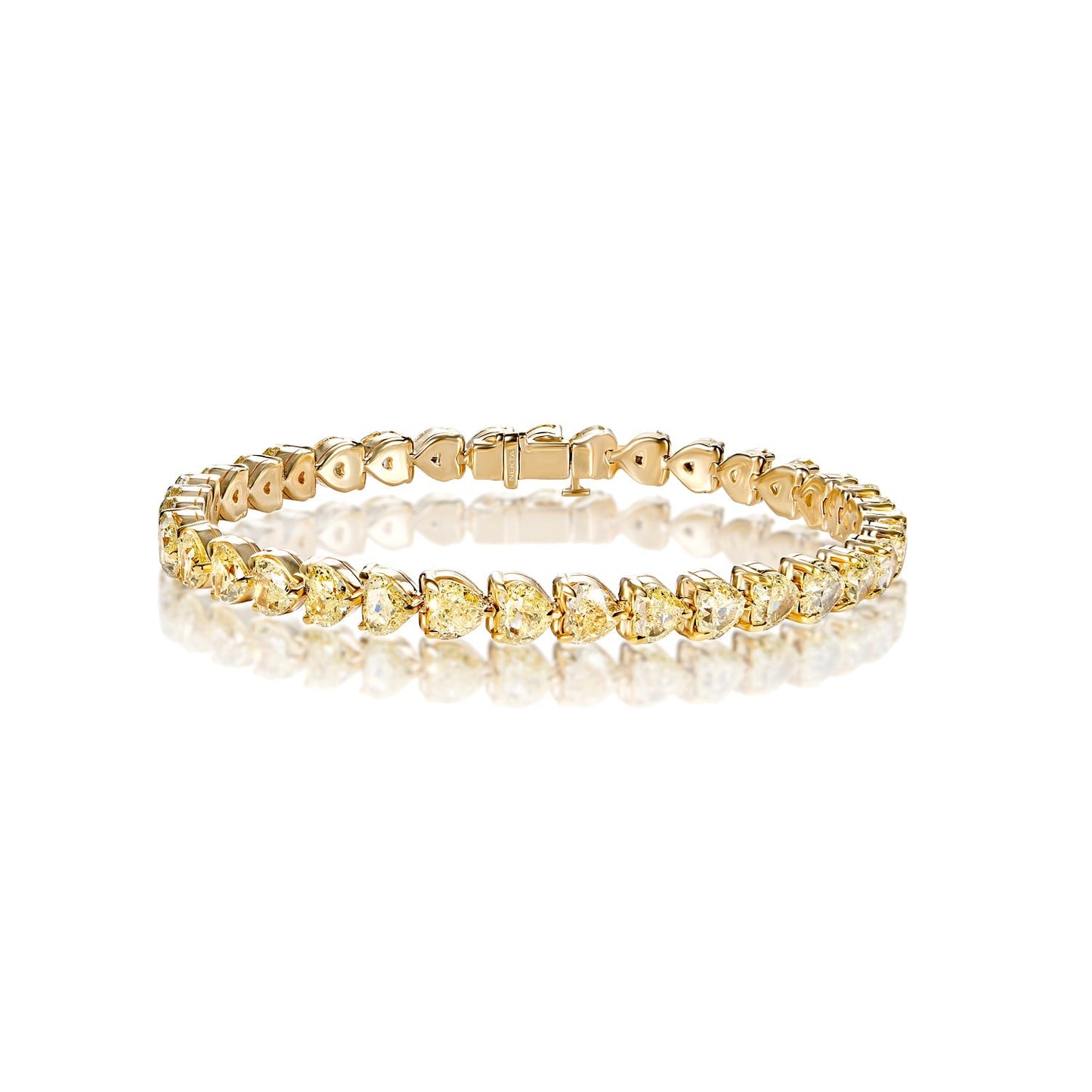 Holland 18 Carat Yellow Combine Mix Shape Single Row Diamond Tennis Bracelet in 18k Yellow Gold Full View