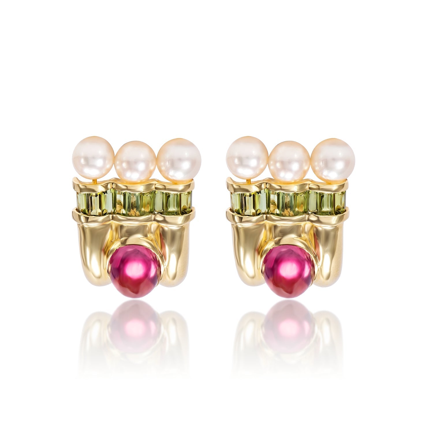 Aliza Clip-On Earrings in 18k Yellow Gold By Mike Nekta Front View