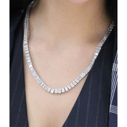 Lauda 62 Carats Emerald Cut Lab Grown Diamond Tennis Necklace in 14k White Gold By Mike Nekta