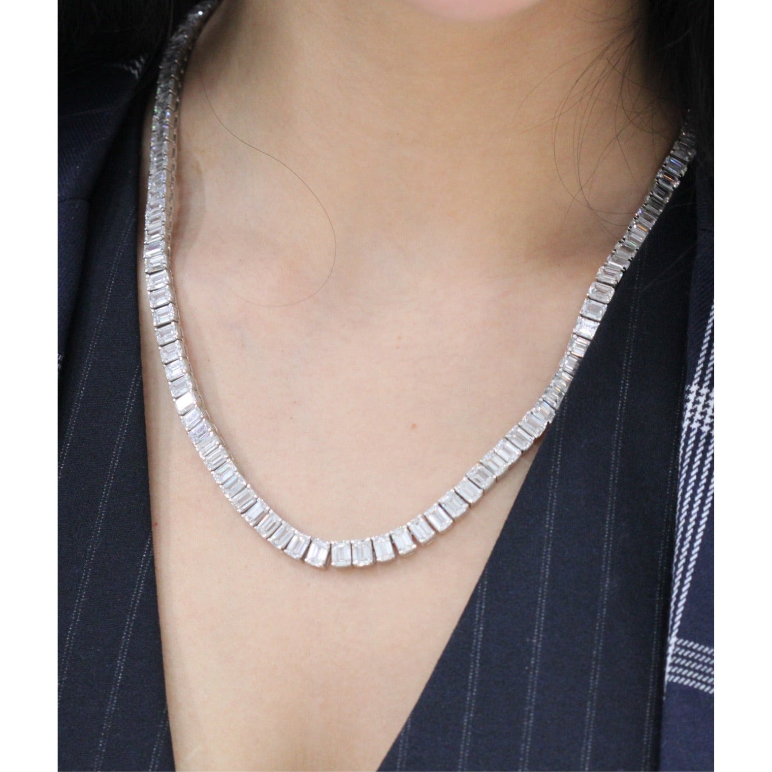 Zadok Collection Emerald Cut Bezel Set Diamond Tennis Necklace 72 | Zadok  Jewelers