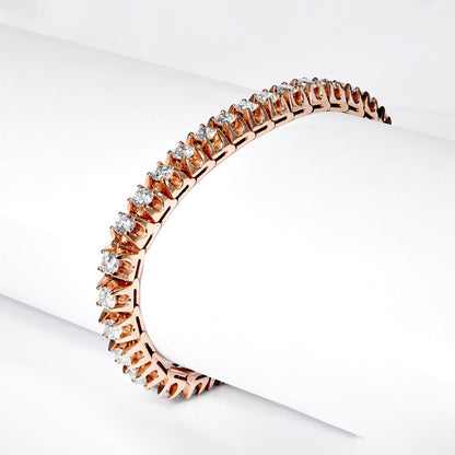 Miranda 11 Carat Round Brilliant Single Row Diamond Tennis Bracelet in 14k Rose Gold