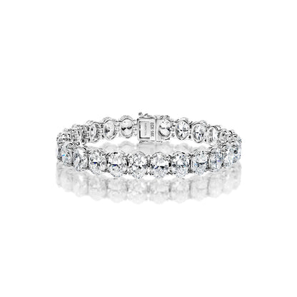 Lakicia 37 Carat Oval Cut Lab-Grown Single Row Diamond Bracelet in 14k White Gold Full View