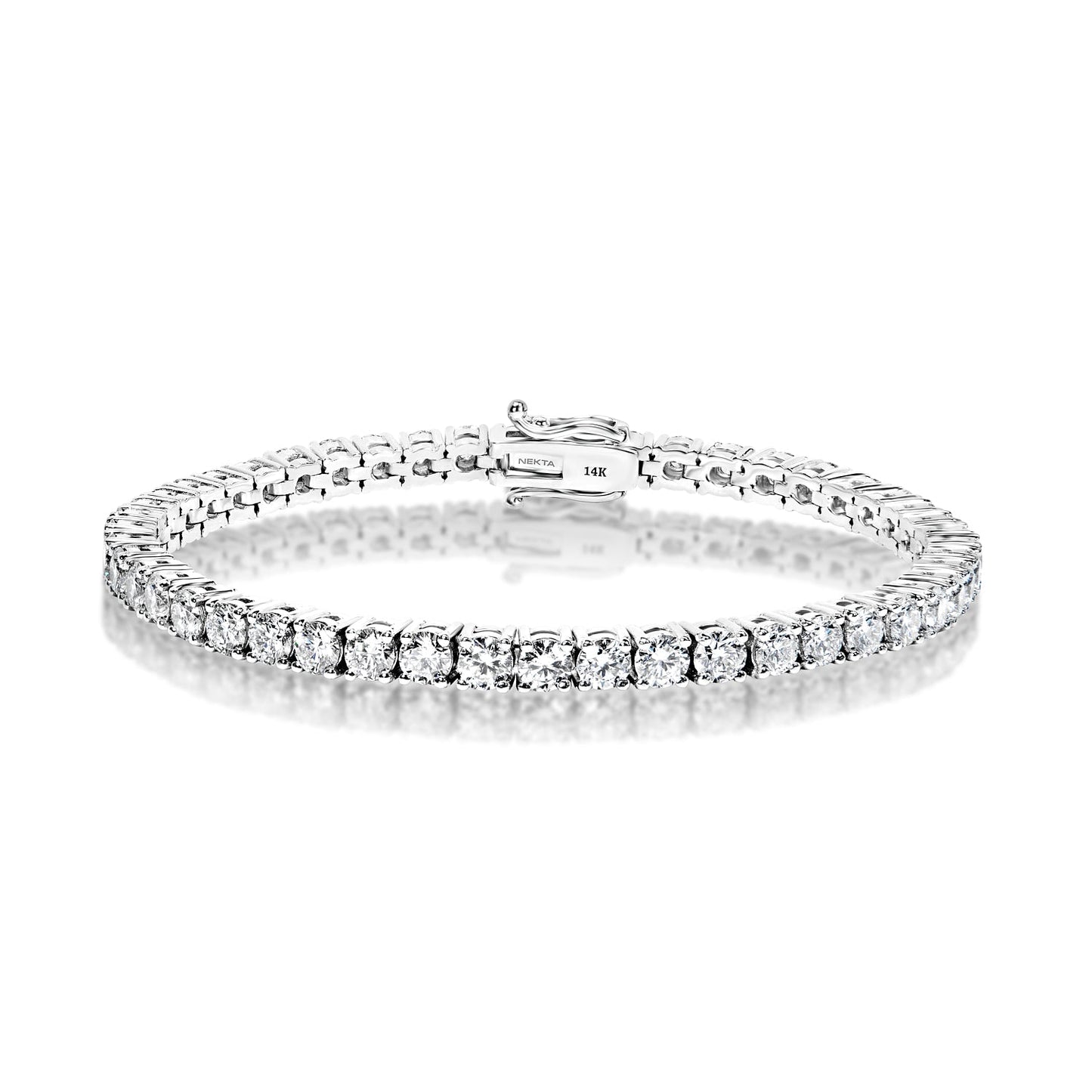 Lennice 13 Carat Round Brilliant Lab-Grown Single Row Diamond Tennis Bracelet in 14k White Gold Full View