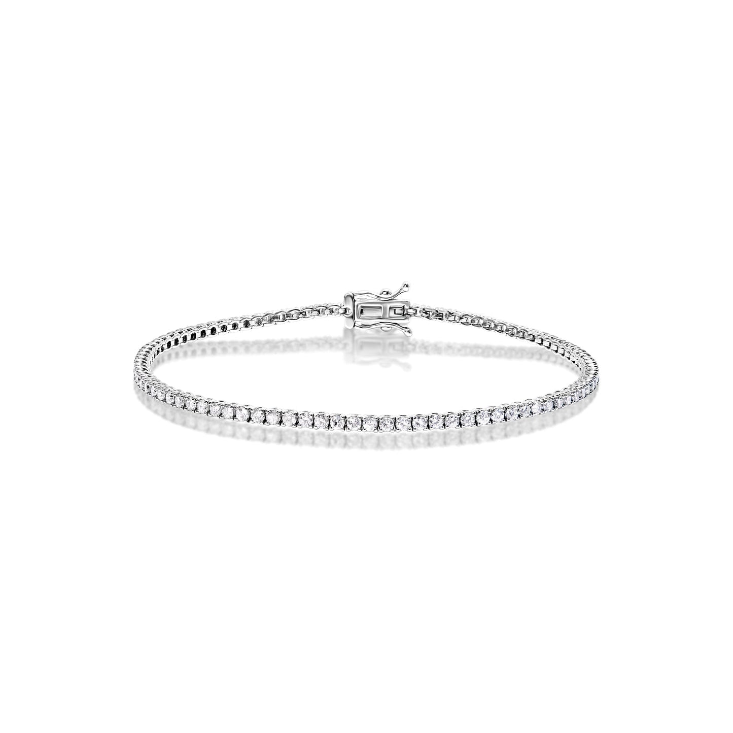 Calliope 2 Carat Round Brilliant Single Row Diamond Tennis Bracelet in 14k White Gold Full View