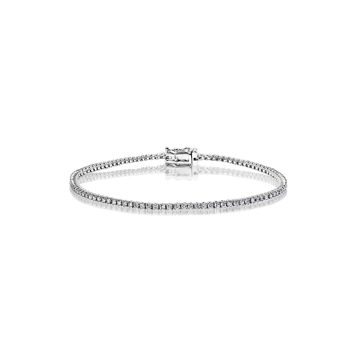 Ivanna 2 Carat Round Brilliant Single Row Diamond Tennis Bracelet in 14k White Gold Full View