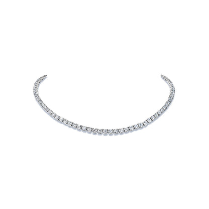 Zelda 19 Carat Round Brilliant Diamond Tennis Necklace in 14k White Gold Full View