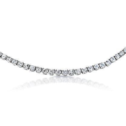 Zelda 19 Carat Round Brilliant Diamond Tennis Necklace in 14k White Gold Close View