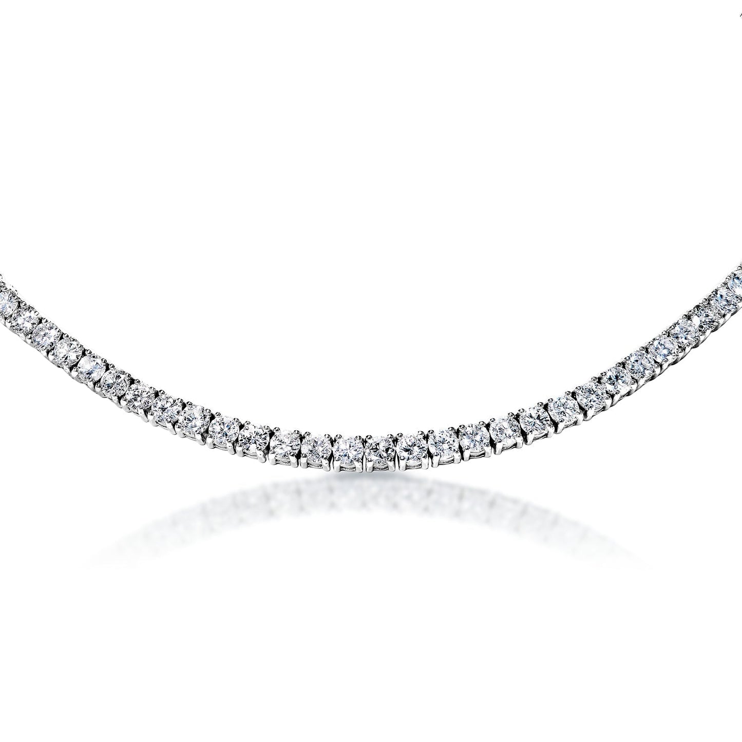 Karsyn 22 Carat Round Brilliant Diamond Tennis Necklace in 14k White Gold Close View