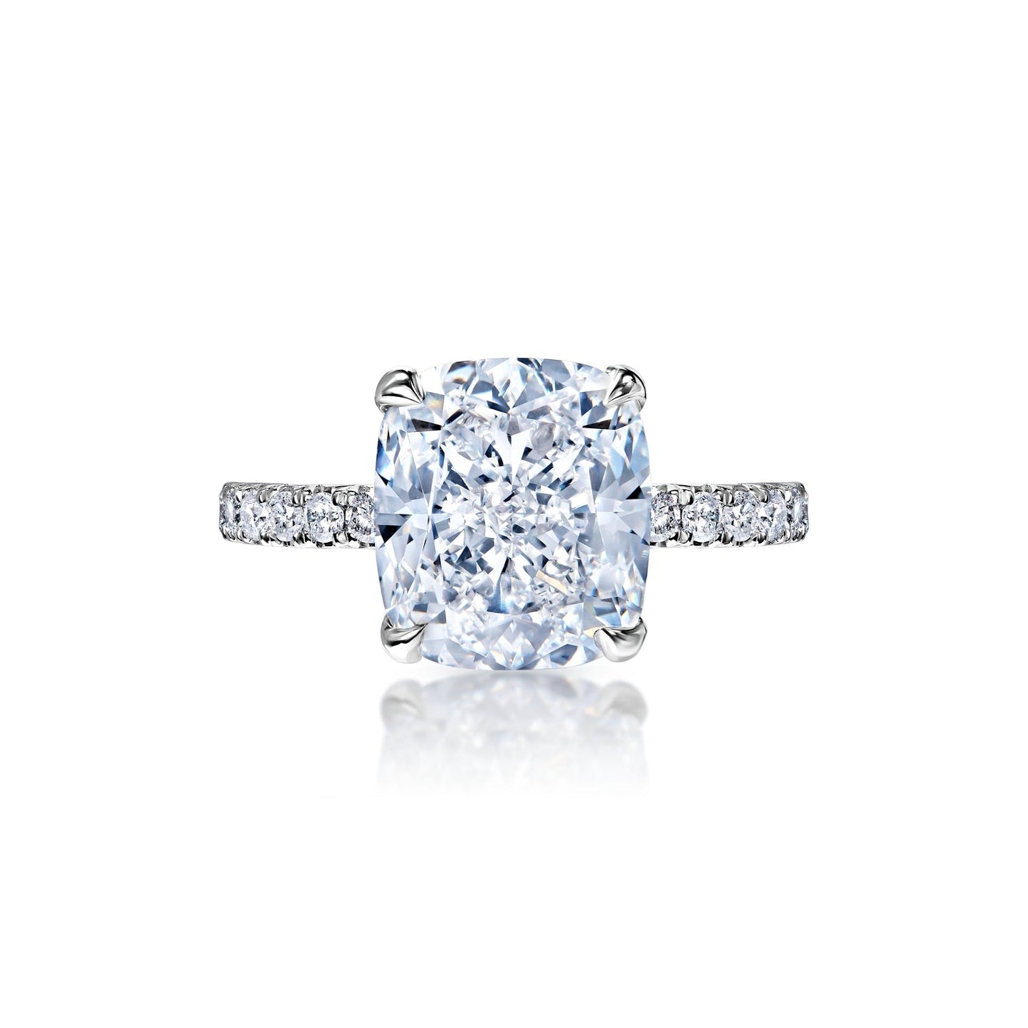 Dayana 6 Carat D VVS1 Cushion Cut Diamond Engagement Ring in Platinum Front View