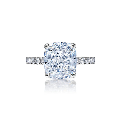 Dayana 6 Carat D VVS1 Cushion Cut Diamond Engagement Ring in Platinum Front View