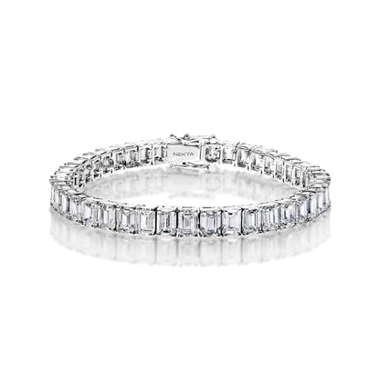 Litisha 23 Carat Emerald Cut Lab-Grown Single Row Diamond Tennis Bracelet in 14k White Gold Full View