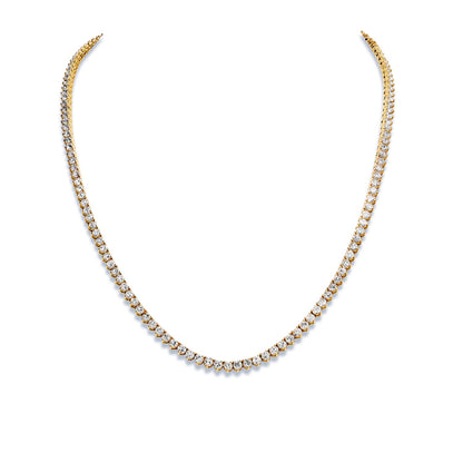 Octavia 26 Carat Round Brilliant Diamond Tennis Necklace in 14k Yellow Gold Full View