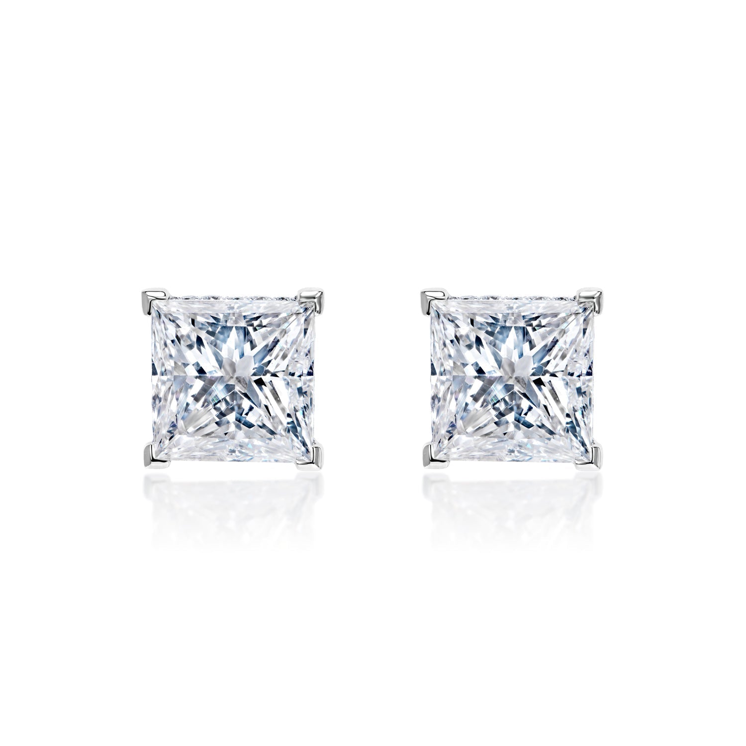 Addilyn 14 Carats G - F VS2 Princess Cut Diamond Stud Earrings in Platinum Front View