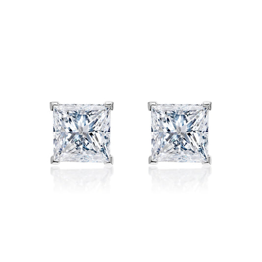 Addilyn 14 Carats G - F VS2 Princess Cut Diamond Stud Earrings in Platinum Front View