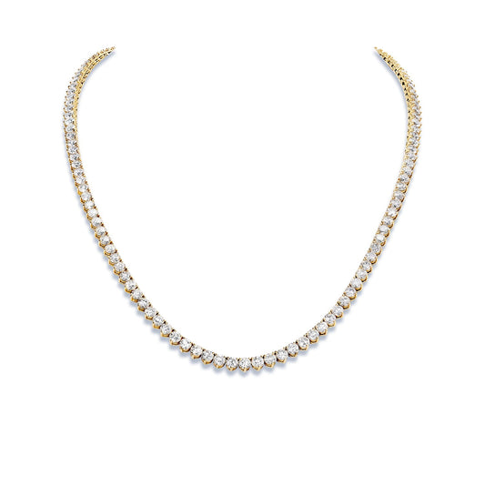 Trinity 47 Carat Round Brilliant Diamond Tennis Necklace in 14k Yellow Gold Full View