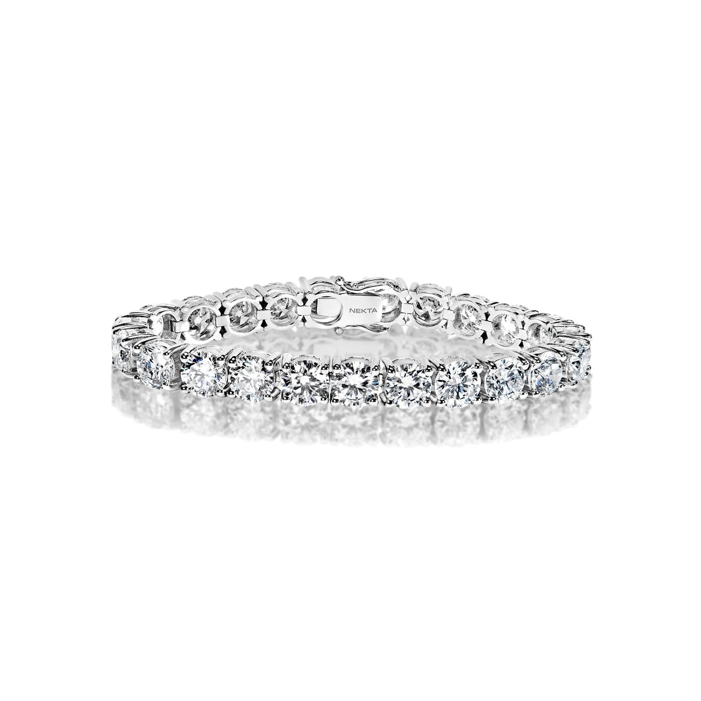 Lissett 35 Carat Round Brilliant Lab-Grown Diamond Tennis Bracelet In 14k White Gold Full View