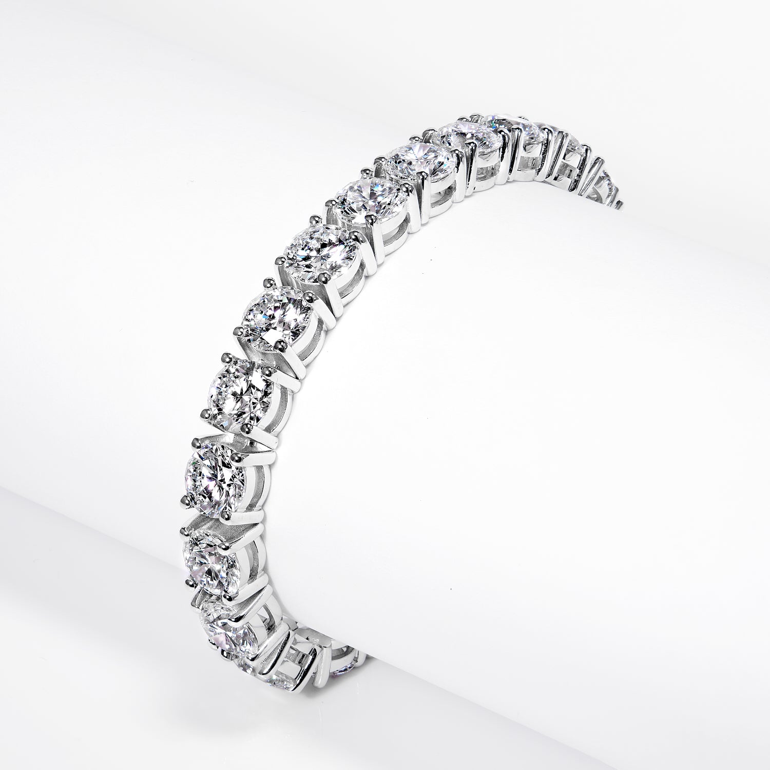 Lissett 35 Carat Round Brilliant Lab-Grown Diamond Tennis Bracelet In 14k White Gold