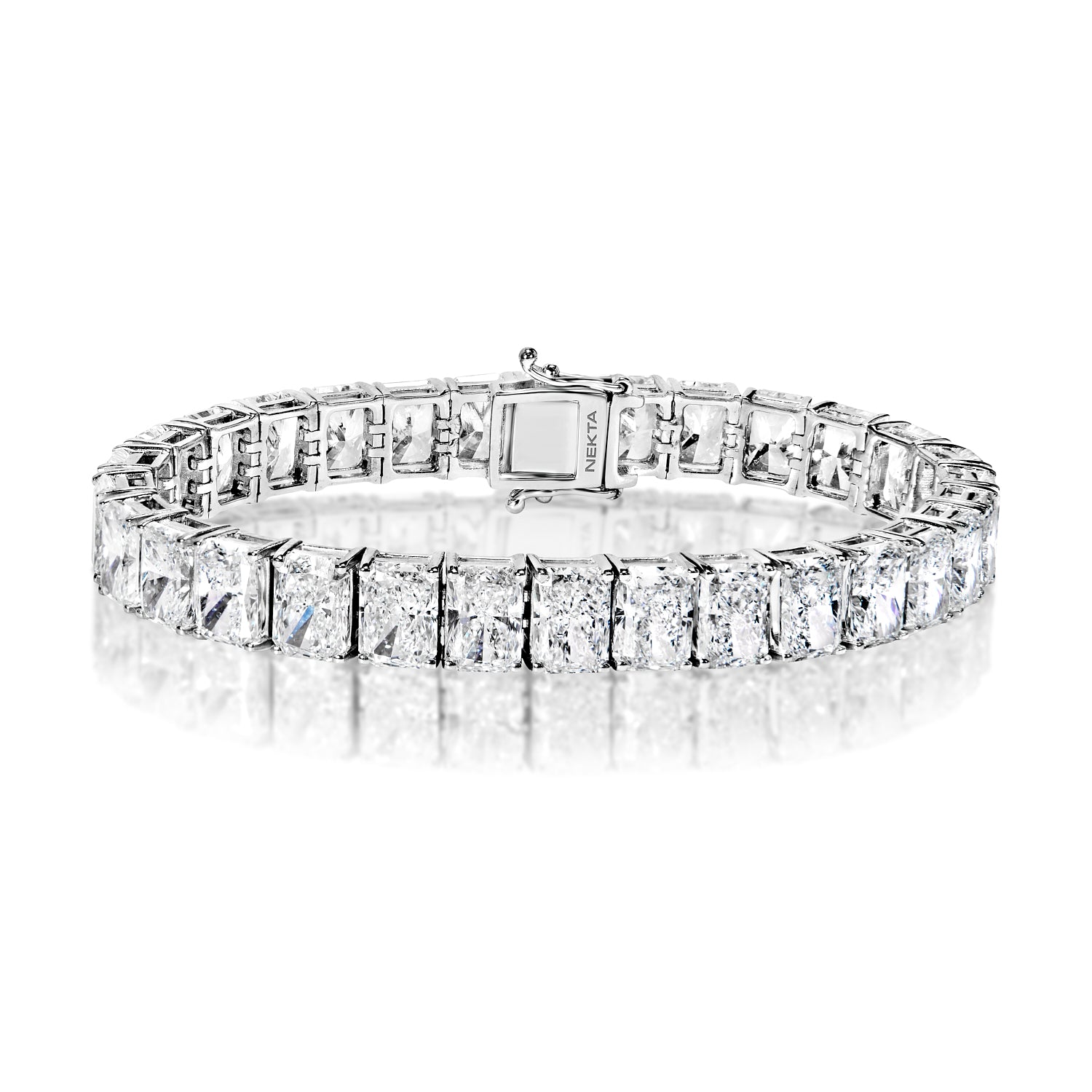 Liese 46 Carats Radiant Cut Lab Grown Diamond Tennis Bracelet in 14k White Gold Full View