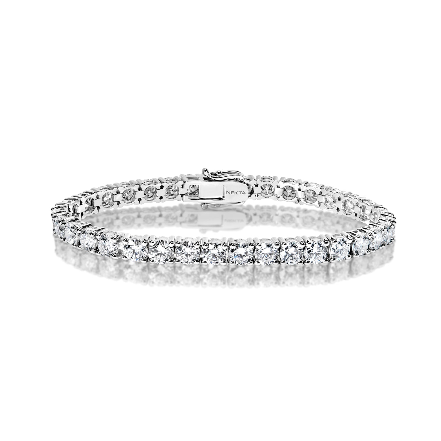 Liesa 15 Carat Round Brilliant Lab Grown Diamond Tennis Bracelet in 14k White Gold Full View