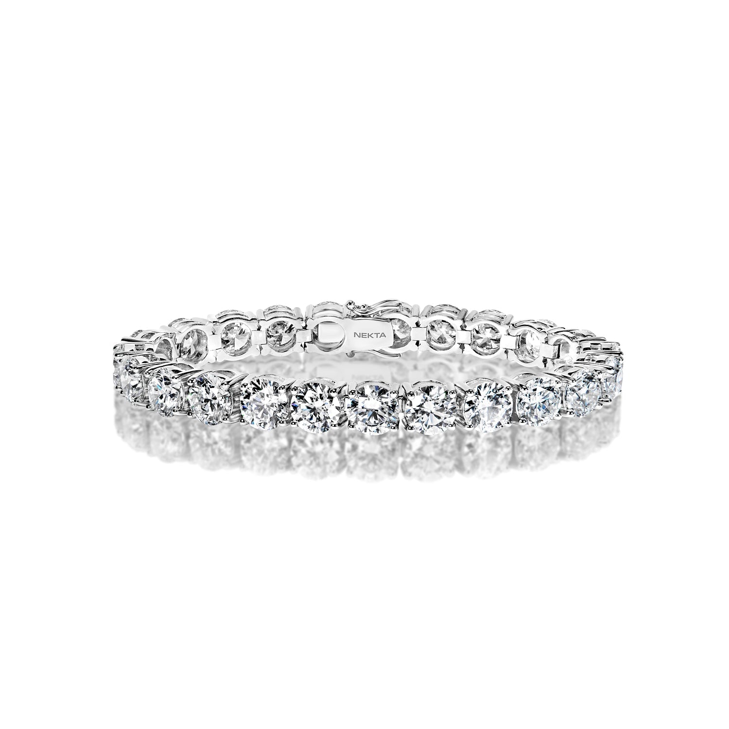 Lawrie 46 Carat Round Brilliant Lab Grown Diamond Tennis Bracelet in 14k White Gold Front View