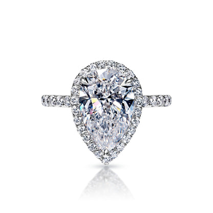 Janelle 5 Carat F VS1 Pear Shape Diamond Engagement Ring in Platinum Front View