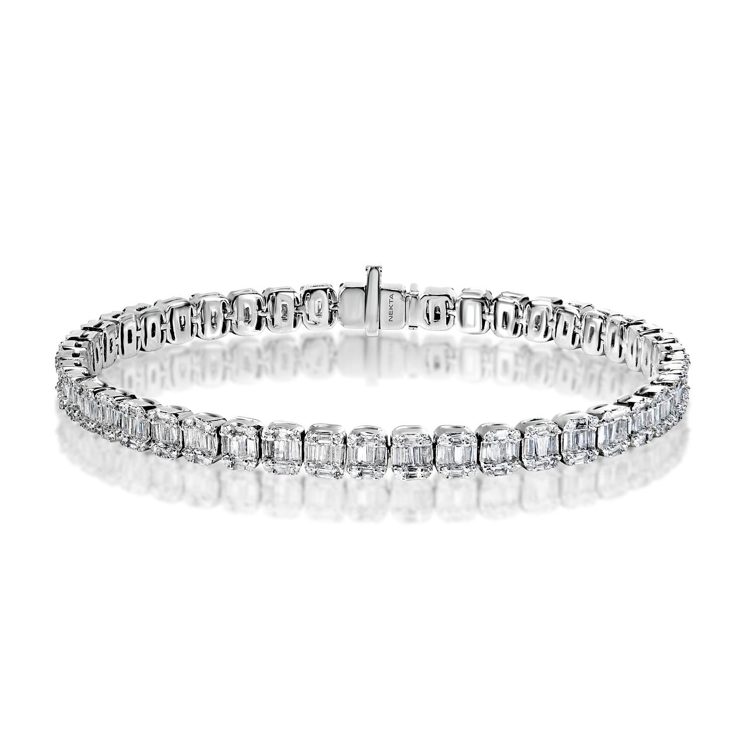 Linora 4 Carat Combine Mix Shape Single Row Lab-Grown Diamond Bracelet in 14k White Gold Full View