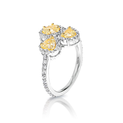 Kalani 2 Carat Yellow Combine Mix Shape Diamond Engagement Ring in 14k White Gold Side View