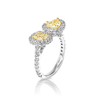 Vanessa 3 Carat Yellow Combine Mix Shape Diamond Engagement Ring in 18k White Gold Side VIew