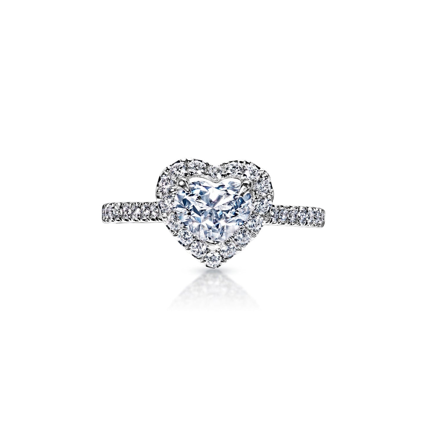 Teagan 1 Carat E VVS2 Heart Shape Diamond Engagement Ring in 18k White Gold Front View