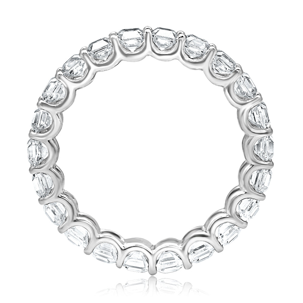 4-5 Carat Asscher Cut Diamond Eternity Band in Platinum 25 pointer Front View