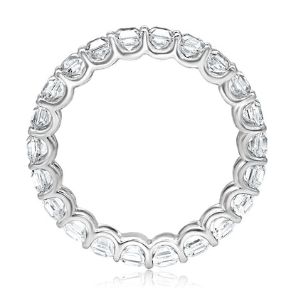 4-5 Carat Asscher Cut Diamond Eternity Band in Platinum 25 pointer Front View