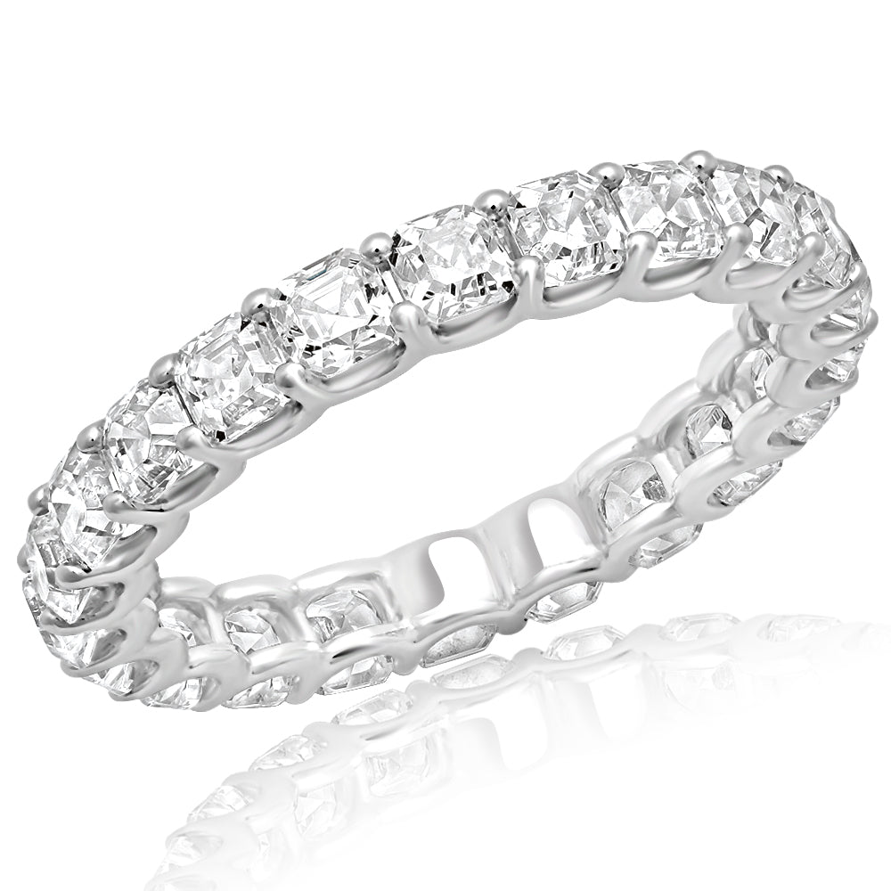 4-5 Carat Asscher Cut Diamond Eternity Band in Platinum 25 pointer SIde View