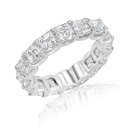 4-5 Carat Asscher Cut Diamond Eternity Band in Platinum 25 pointer SIde View