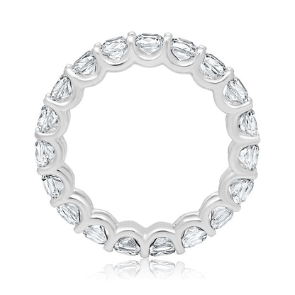 4-5 Carat Cushion Cut Diamond Eternity Band in Platinum 25 pointer Front View