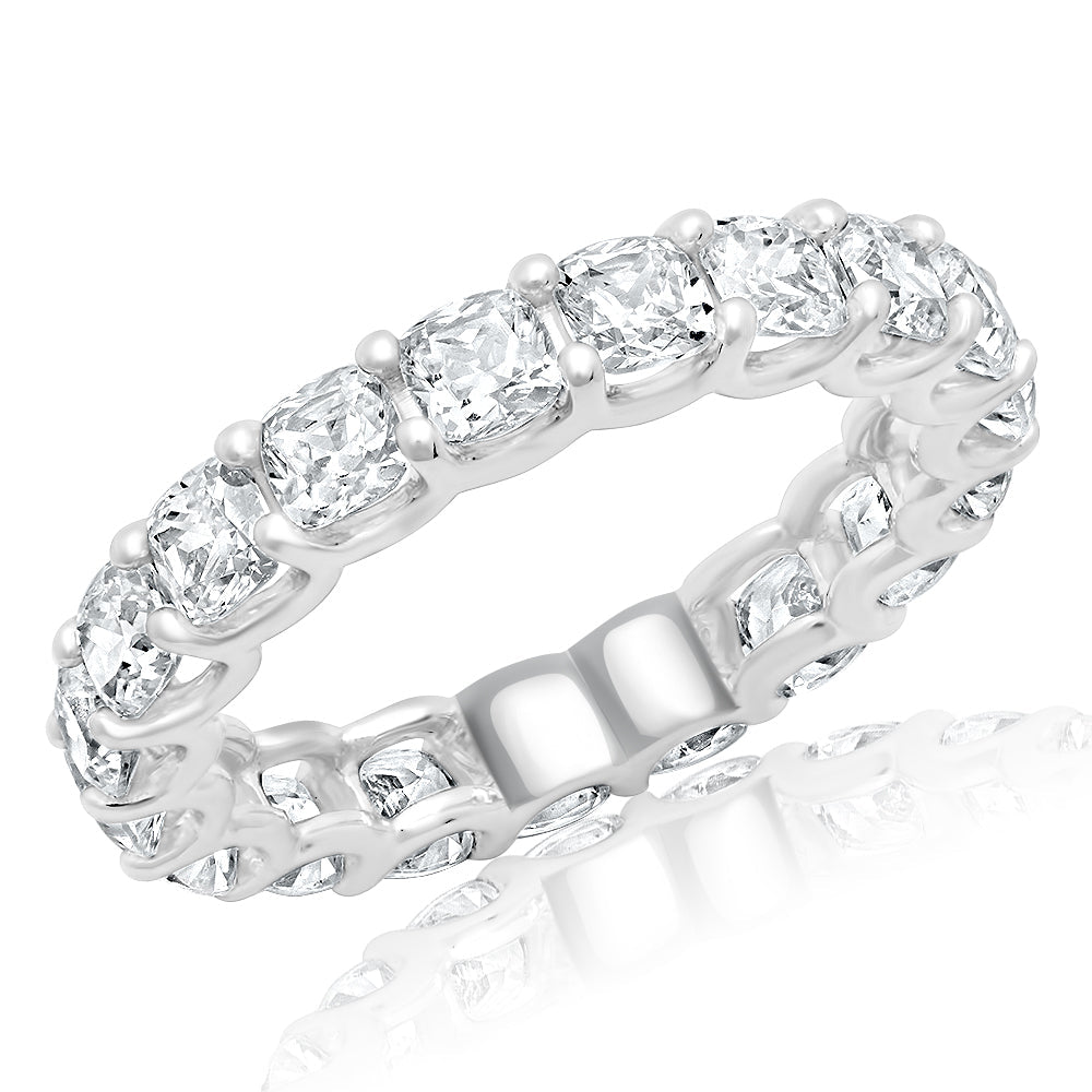 4-5 Carat Cushion Cut Diamond Eternity Band in Platinum 25 pointer SIde View