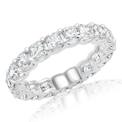 4-5 Carat Cushion Cut Diamond Eternity Band in Platinum 25 pointer SIde View