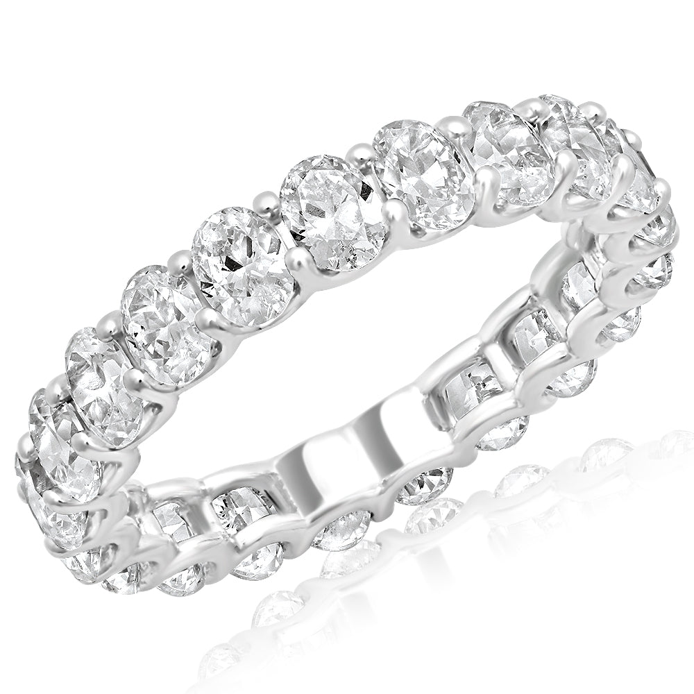 4-5 Carat Oval Cut Diamond Eternity Band in Platinum 25 pointer Side View