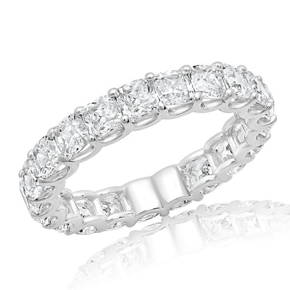 4 Carat Cushion Cut Diamond Eternity Band in Platinum 20 pointer Side View