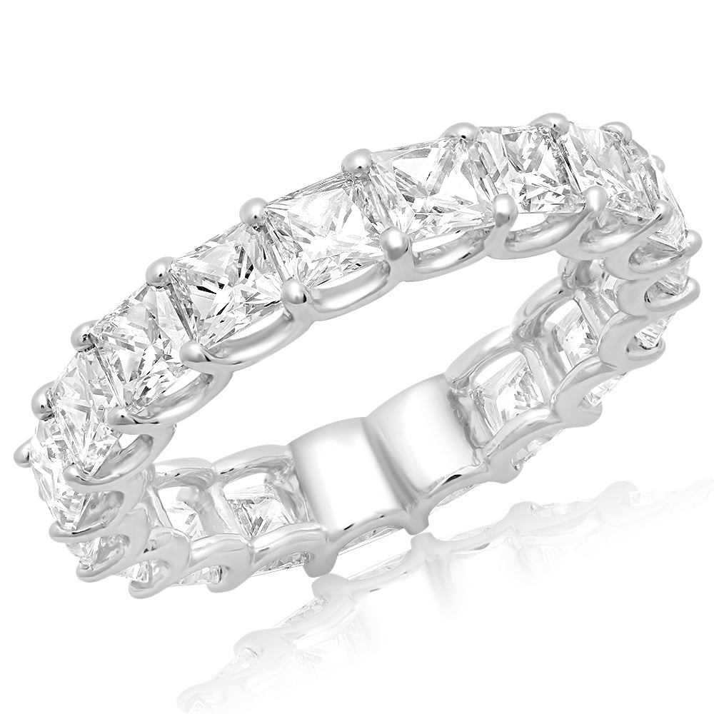 4 Carat Princess Cut Diamond Eternity Band in Platinum 20 pointer Side View