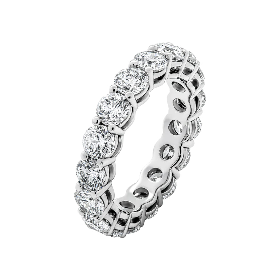 4 Carat Round Cut Diamond Eternity Band in Platinum 20 pointer Side View